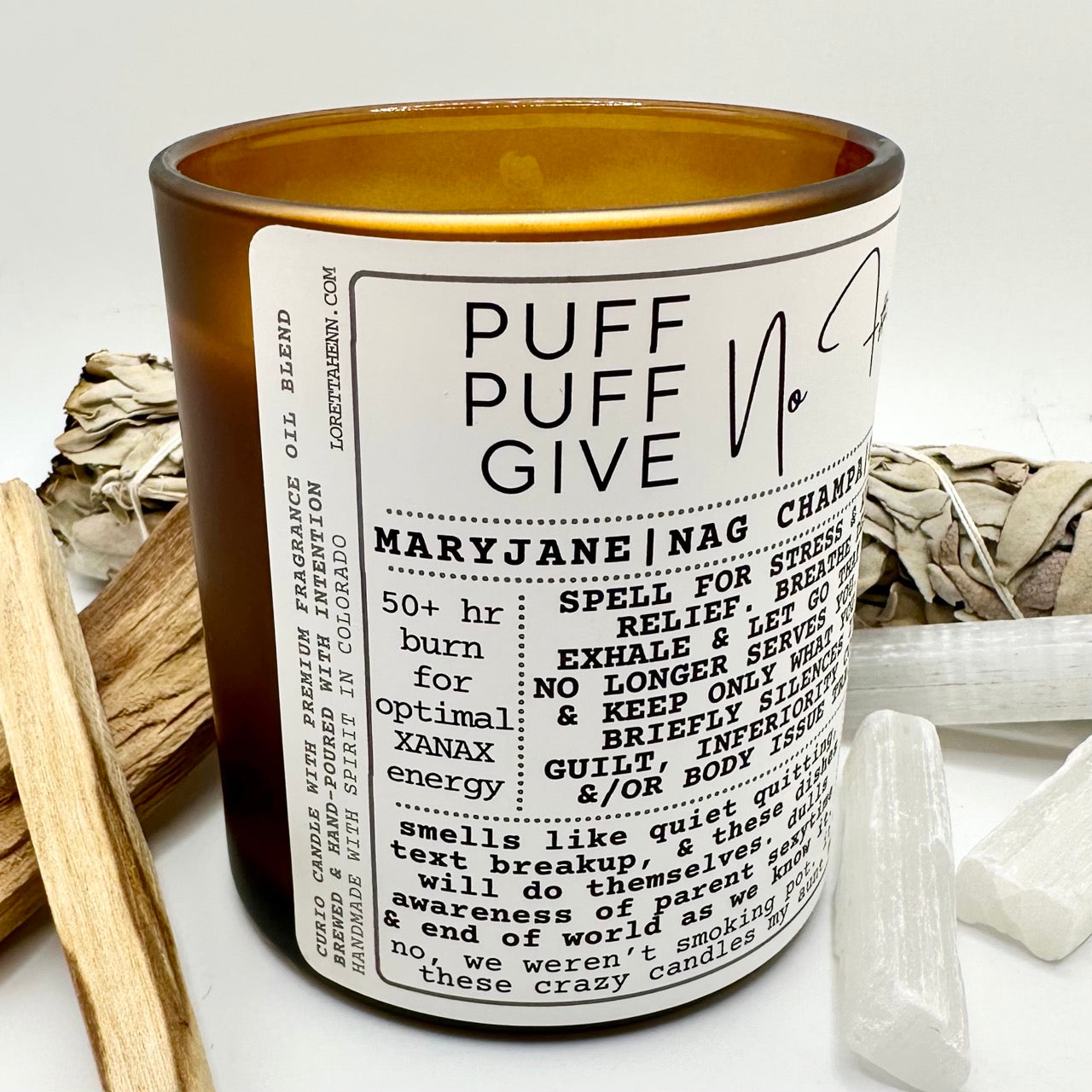 PUFF PUFF GIVE No F#cks ✦intention candle